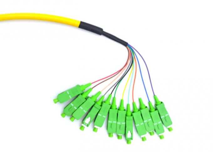 CATV / ODF SC Optical Fiber Pigtail 12 Core Bundle With Zirconium Dioxide Ferrule