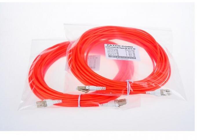 LSZH Jacket LC - LC Fiber Optic Patch Cables MM Duplex G652D 50 / 125 Fiber Optic Cable