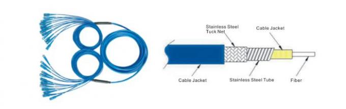 50M Steel Armored Fiber Optic Patch Cable , LC - LC MM Duplex Fiber Optic Cable