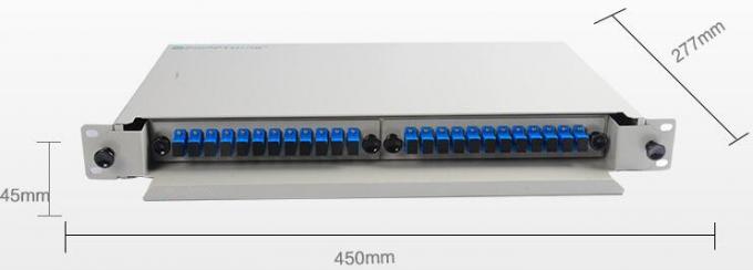 SC / UPC Metal Fiber Rack Mount Patch Panel 24 Port 24 Core Fiber Distribution Unit