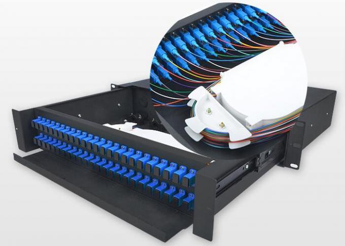 Sliding Type 2U Fiber Optic Patch Panel Durable SC Optical Fiber Distribution Frame