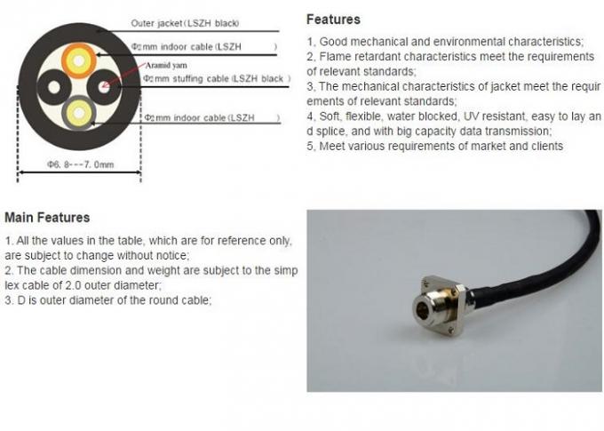 ODC Connectors Fiber Optic Patch Cord 2 Core Waterproof  For Telecommunications