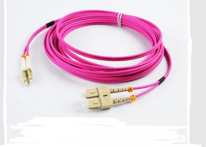 OM4 Fiber Optic Patch Cord 50 / 125 LSZH Jacket 3.0mm Purple For Test Equipment