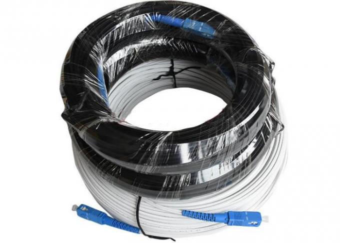 200m Outdoor Fiber Optic Patch Cord SC Flat FTTH Drop Cable With Messager