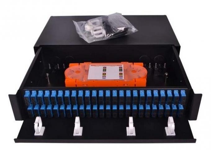 Slim 1U Fiber Optic Patch Panel 96 Cores Sliding Open SC Type For LAN / WAN