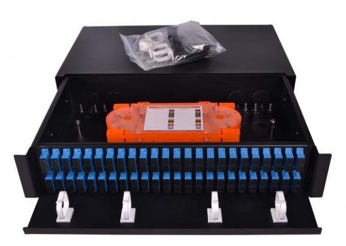 Slim 1U Fiber Optic Patch Panel 96 Cores Sliding Open SC Type For LAN / WAN