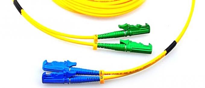 Single Mode Fiber Optic Patch Cord Duplex G652D 9 / 125 Yellow With E2000 Connector