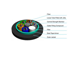 China 250um Outdoor Optical Fiber Cable 48 Core 2KM PE Sheath Hydrolysis Resistant supplier