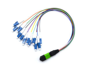 China SMA E2000 MPO Fiber Cable For CATV Networks , 12 Core White OM3 OM4 Patch Cord supplier