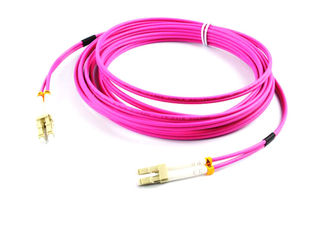 China OM4 Fiber Optic Patch Cord 50 / 125 LSZH Jacket 3.0mm Purple For Test Equipment supplier