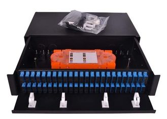 China Slim 1U Fiber Optic Patch Panel 96 Cores Sliding Open SC Type For LAN / WAN supplier