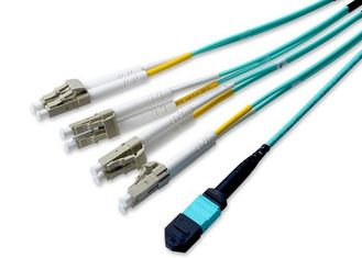 China 40G -QSFP Mould MPO Fiber Connector , 2M Multimode OM3 MPO Breakout Cable supplier