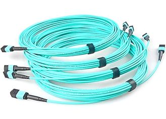 China Fiber Optical MTP MPO Patch Cable , Blue 8 Core Multimode Fiber Optic Cable supplier