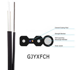 China Outdoor FRP / KFRP Fiber Optic Drop Cable , FTTH Drop Cable Black Jacket supplier