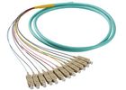 China 50 / 125 OM4 OM3 Optical Fiber Pigtail SC 12 Fiber Optic Jumper Cable With PVC Jacket factory