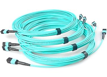 Fiber Optical MTP MPO Patch Cable , Blue 8 Core Multimode Fiber Optic Cable