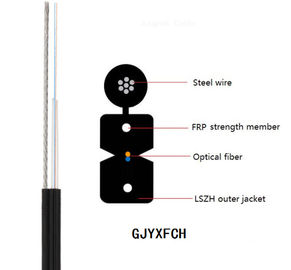 FTTH Fiber Optic Drop Cable , GJYXCH Outdoor Optical Fiber Cable Black Color